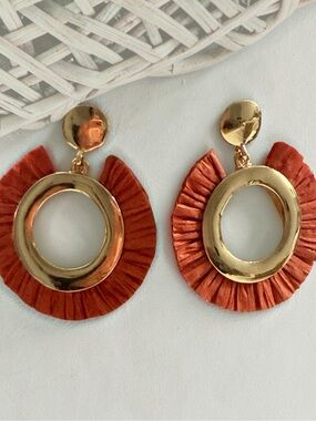 Gold Tone Hoop Fringe Earrings